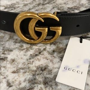 Gucci Black Leather Belt with Double G Buckle